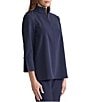 Ming Wang Stretch Deco Crepe Stand Collar Bracelet Sleeve Zip Front Blouse - Image 3