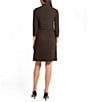 Ming Wang Stretch Deco Crepe Utility Stand Collar 3/4 Sleeve Button Front Dress, Color:Dark Umber - Image 2