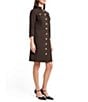 Ming Wang Stretch Deco Crepe Utility Stand Collar 3/4 Sleeve Button Front Dress, Color:Dark Umber - Image 3