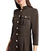 Ming Wang Stretch Deco Crepe Utility Stand Collar 3/4 Sleeve Button Front Dress, Color:Dark Umber - Image 4