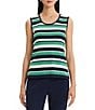 Ming Wang Stripe Knit Scoop Neck Sleeveless Tank - Image 1
