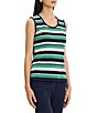Ming Wang Stripe Knit Scoop Neck Sleeveless Tank - Image 3