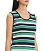 Ming Wang Stripe Knit Scoop Neck Sleeveless Tank - Image 4
