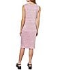 Color:Perfect Pink/Black - Image 2 - Stripe Tweed Knit Scoop Neck Sleeveless Side Slit Sheath Dress