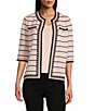 Ming Wang Striped Knit Round Collar 3/4 Sleeve Jacket,Specials : American Fashion Style Bags On Sale Ming Wang Striped Knit Round Collar 3/4 Sleeve Jacket,Specials : American Fashion Style Bags On Sale