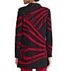 Ming Wang Swirl Print Two-Tone Jacqaurd Wave Knit Shawl Collar Long Sleeve Jacket, Color:Holiday/Black - Image 2