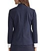 Ming Wang Tailored Two-Tone Stretch Crepe Notch Collar Long Sleeve Blazer, Color:Indigo/White - Image 2