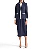 Ming Wang Tailored Two-Tone Stretch Crepe Notch Collar Long Sleeve Blazer, Color:Indigo/White - Image 4