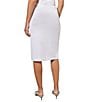 Color:White - Image 2 - Textured Knit Jacquard Elastic Waist Pencil Skirt