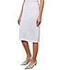 Color:White - Image 3 - Textured Knit Jacquard Elastic Waist Pencil Skirt