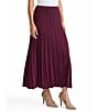 Ming Wang Textured Soft Knit Pleated A-Line Maxi Skirt, Color:Midnight Violet - Image 3