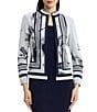 Ming Wang Two-Tone Knit Stand Collar Long Sleeve Jacket - Image 1