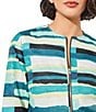 Color:Bermuda/Limonata/White/Black - Image 6 - Woven Abstract Print Round Neck 3/4 Sleeve Zip Front Jacket