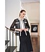 Color:Black - Image 4 - Woven Floral Lace Contrast Trim Jewel Neck 3/4 Sleeve Eyelet Statement Jacket
