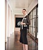 Color:Black - Image 5 - Woven Floral Lace Contrast Trim Jewel Neck 3/4 Sleeve Eyelet Statement Jacket