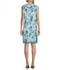 Color:Dew Blue/Multi - Image 2 - Woven Floral Sheer Crew Neck Sleeveless Sheath Dress