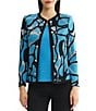 Ming Wang Wrinkle-Resistant Jacquard Knit Abstract Long Sleeve Jacket - Image 1