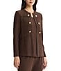 Ming Wang Wrinkle Resistant Tailored Pointelle Knit Ribbed Trim Long Sleeve Jacket - Image 1
