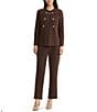Ming Wang Wrinkle Resistant Tailored Pointelle Knit Ribbed Trim Long Sleeve Jacket - Image 3