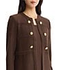 Ming Wang Wrinkle Resistant Tailored Pointelle Knit Ribbed Trim Long Sleeve Jacket - Image 4