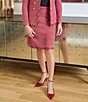 Ming Wang x Anna Marie A-Line Fringe Trim Tweed Knit Pull-On Coordinating Skirt - Image 1