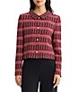 Ming Wang x Anna Marie Multi-Stitch Striped Button-Front Cropped Knit Jacket - Image 2