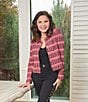 Ming Wang x Anna Marie Multi-Stitch Striped Button-Front Cropped Knit Jacket - Image 1