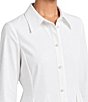 Ming Wang x Anna Marie Stretch Cotton-Blend Point Collar Long Sleeve Button-Front Peplum Blouse - Image 6