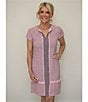 Ming Wang x Family Savvy Shell Stitch Fringe Accent Split V-Neck Cap Sleeve Dress - Image 5