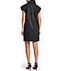 Ming Wang x Tanya Foster Cotton Blend Utility Cap Sleeve Shift Dress, Color:Black - Image 2