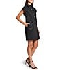 Ming Wang x Tanya Foster Cotton Blend Utility Cap Sleeve Shift Dress, Color:Black - Image 3