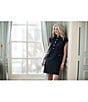 Ming Wang x Tanya Foster Cotton Blend Utility Cap Sleeve Shift Dress, Color:Black - Image 5