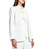 Ming Wang x Tanya Foster Deco Crepe Notch Lapel Bracelet Sleeve Single Button Blazer, Color:White - Image 2