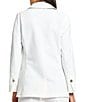 Ming Wang x Tanya Foster Deco Crepe Notch Lapel Bracelet Sleeve Single Button Blazer, Color:White - Image 4
