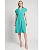 Ming Wang x Tanya Foster Ribbed Knit V-Neck Short Sleeve Fit-And-Flare Dress, Color:Emerald Awe - Image 6