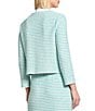 Ming Wang x Tanya Foster Stitch Knit Round Neck Long Sleeve Blazer, Color:Limestone/Emerald Awe/White - Image 2