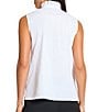 Ming Wang x Tanya Foster Stretch Cotton Mock Ruffle Neck Sleeveless Blouse, Color:White - Image 2