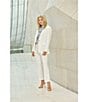 Ming Wang x Tanya Foster Stretch Deco Crepe Pintuck Ankle Pants, Color:White - Image 6