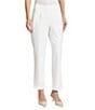 Ming Wang x Tanya Foster Stretch Deco Crepe Pintuck Ankle Pants, Color:White - Image 1