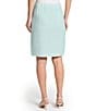 Ming Wang x Tanya Foster Textured Stitch Knit Chain Trim Pull-On Skirt, Color:Limestone/Emerald Awe/White - Image 2