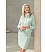 Ming Wang x Tanya Foster Textured Stitch Knit Chain Trim Pull-On Skirt, Color:Limestone/Emerald Awe/White - Image 5