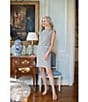 Ming Wang x Tanya Foster Tweed Knit Round Neck Cap Sleeve Sheath Dress, Color:Limestone/White/Black - Image 5