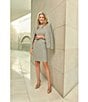 Ming Wang x Tanya Foster Tweed Knit Round Neck Cap Sleeve Sheath Dress, Color:Limestone/White/Black - Image 6