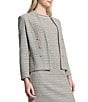 Ming Wang x Tanya Foster Tweed Knit V-Neck Long Sleeve Hook Front Jacket, Color:Limestone/White/Black - Image 2