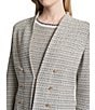 Ming Wang x Tanya Foster Tweed Knit V-Neck Long Sleeve Hook Front Jacket, Color:Limestone/White/Black - Image 4