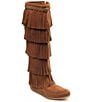 Minnetonka 5-Layer Fringe Braid Ornamented Suede Boots - Image 1