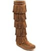 Color:Dusty Brown - Image 1 - 5-Layer Fringe Suede Boots