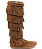 Color:Dusty Brown - Image 2 - 5-Layer Fringe Suede Boots