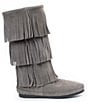 Color:Grey - Image 2 - Women's Calf Hi 3-Layer Fringe Boots
