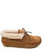Color:Cinnamon - Image 2 - Chrissy Faux Shearling Suede Bootie Slippers